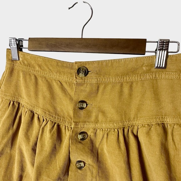 American Eagle Corduroy Mini Skirt Button Front High Rise Size 6 Tan Preppy - Picture 5 of 11